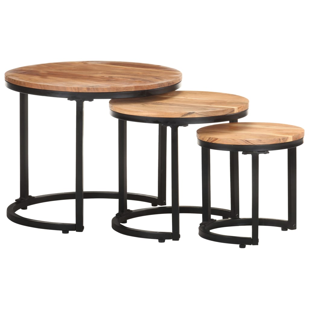 Tables d'appoint 3 pcs Bois d'acacia solide