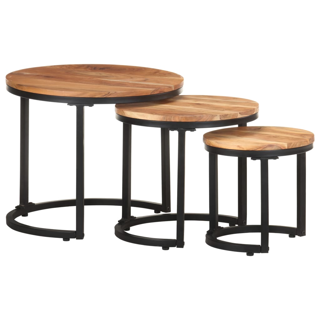 Tables d'appoint 3 pcs Bois d'acacia solide