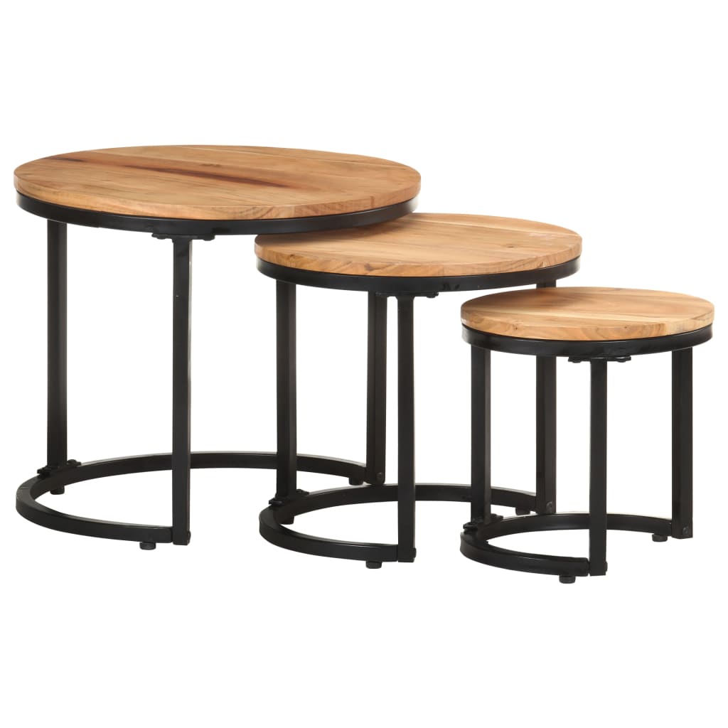 Tables d'appoint 3 pcs Bois d'acacia solide