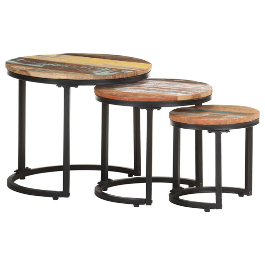 Tables d'appoint 3 pcs Bois de récupération massif