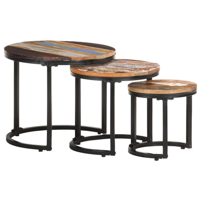 Tables d'appoint 3 pcs Bois de récupération massif