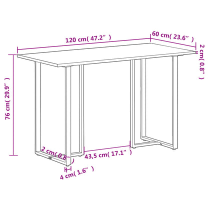 Table à manger 120 cm Bois de manguier brut