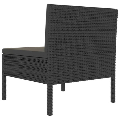 Chaises de jardin lot de 3 avec coussins Résine tressée Noir