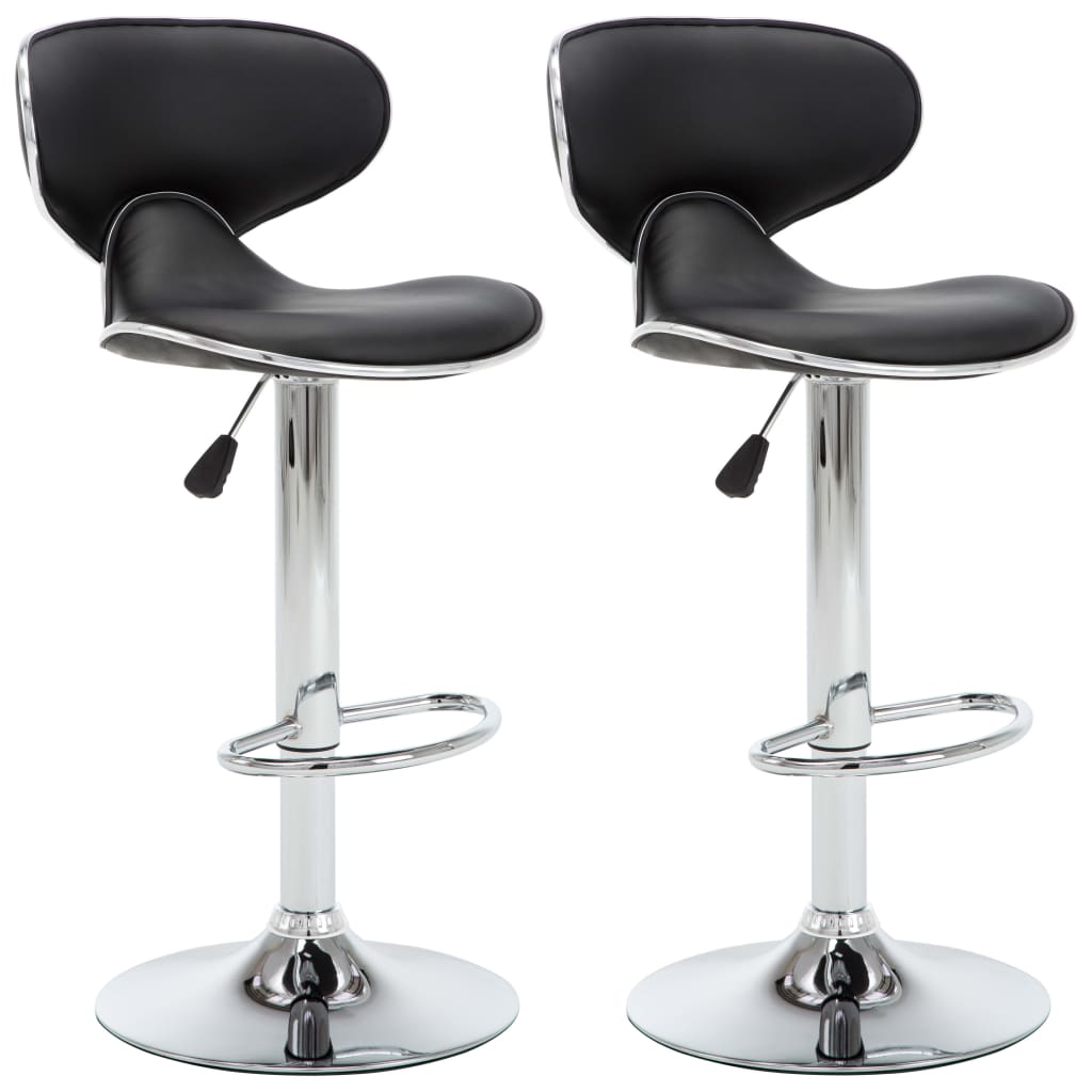 Tabourets de bar 2 pcs noir similicuir