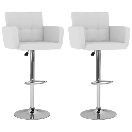 Tabourets de bar lot de 2 blanc similicuir