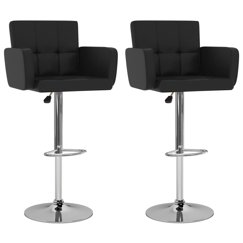 Tabourets de bar lot de 2 noir similicuir