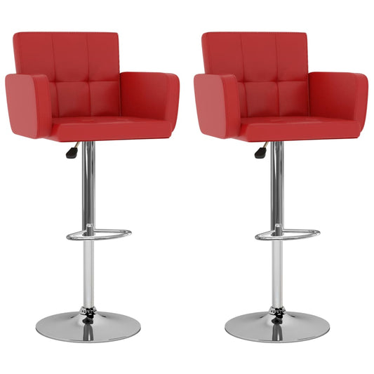 Tabourets de bar lot de 2 rouge similicuir