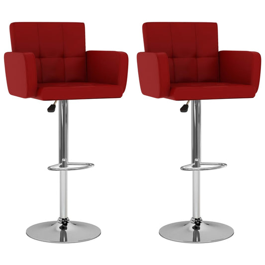 Tabourets de bar lot de 2 rouge bordeaux similicuir