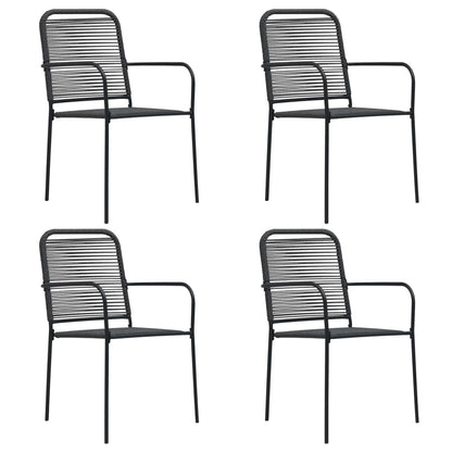 Chaises de jardin lot de 4 Corde en coton et acier Noir