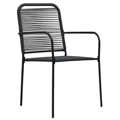 Chaises de jardin lot de 4 Corde en coton et acier Noir