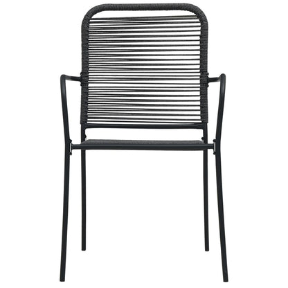 Chaises de jardin lot de 4 Corde en coton et acier Noir