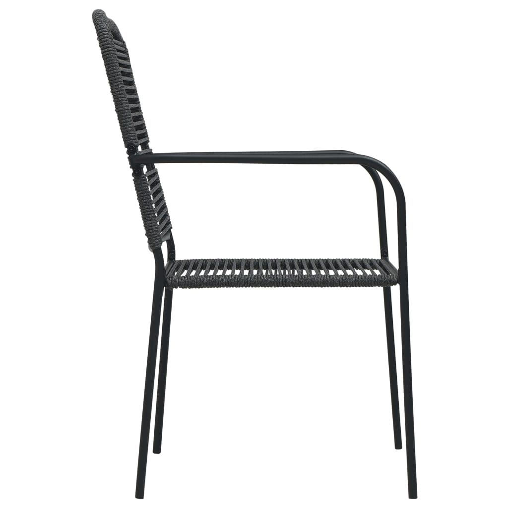 Chaises de jardin lot de 4 Corde en coton et acier Noir