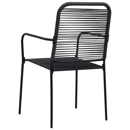 Chaises de jardin lot de 4 Corde en coton et acier Noir