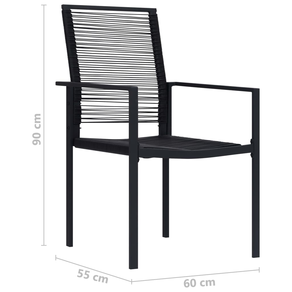 Chaises de jardin lot de 4 Rotin PVC Noir