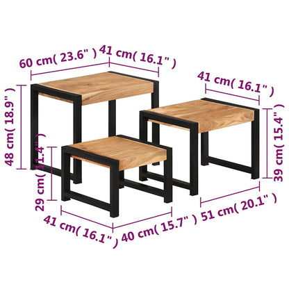 Tables gigognes 3 pcs Bois solide