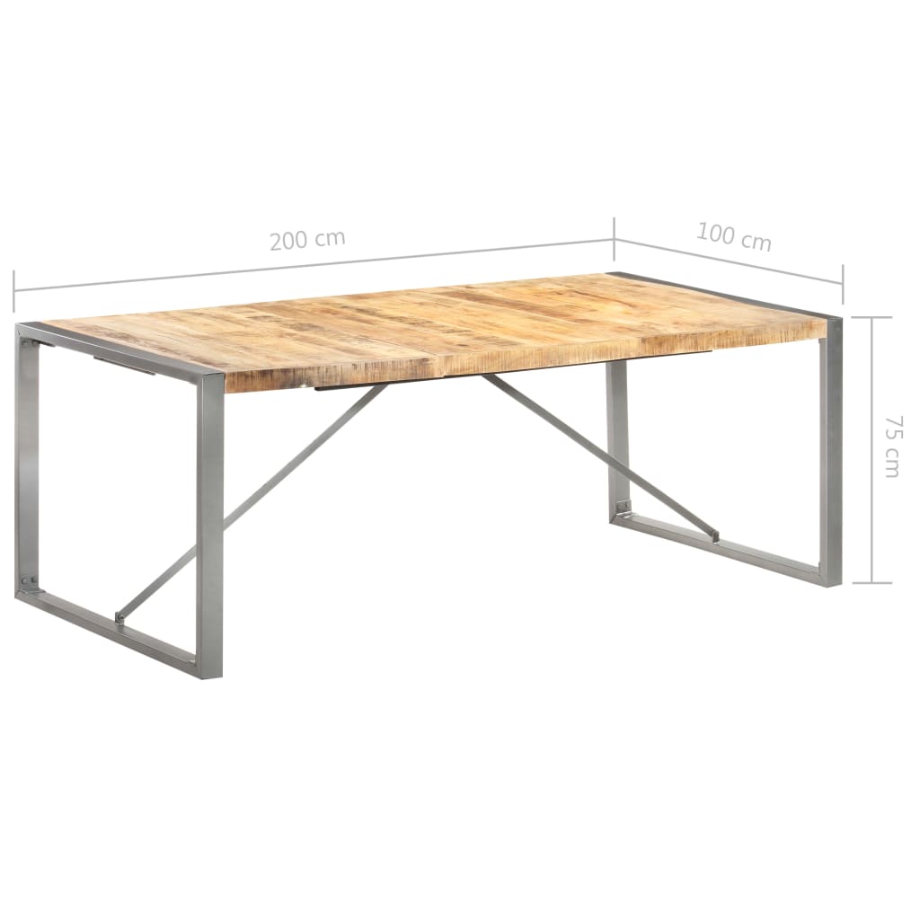 Table à manger 200x100x75 cm Bois de manguier massif brut