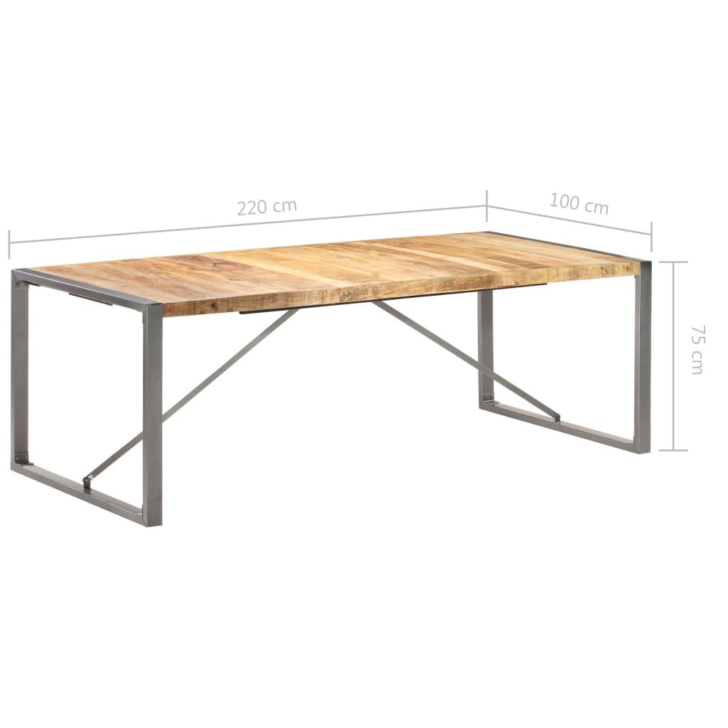 Table à manger 220x100x75 cm Bois de manguier massif brut