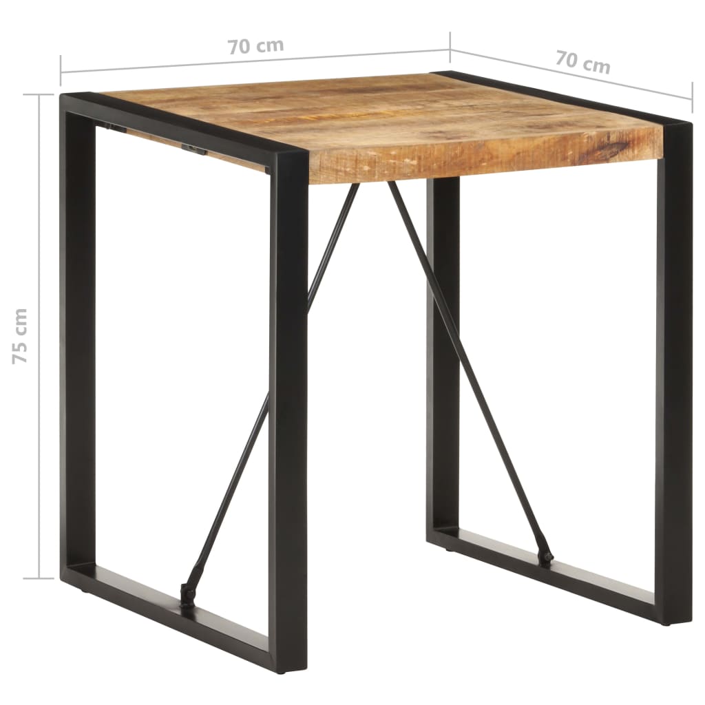 Table à manger 70x70x75 cm Bois de manguier massif brut