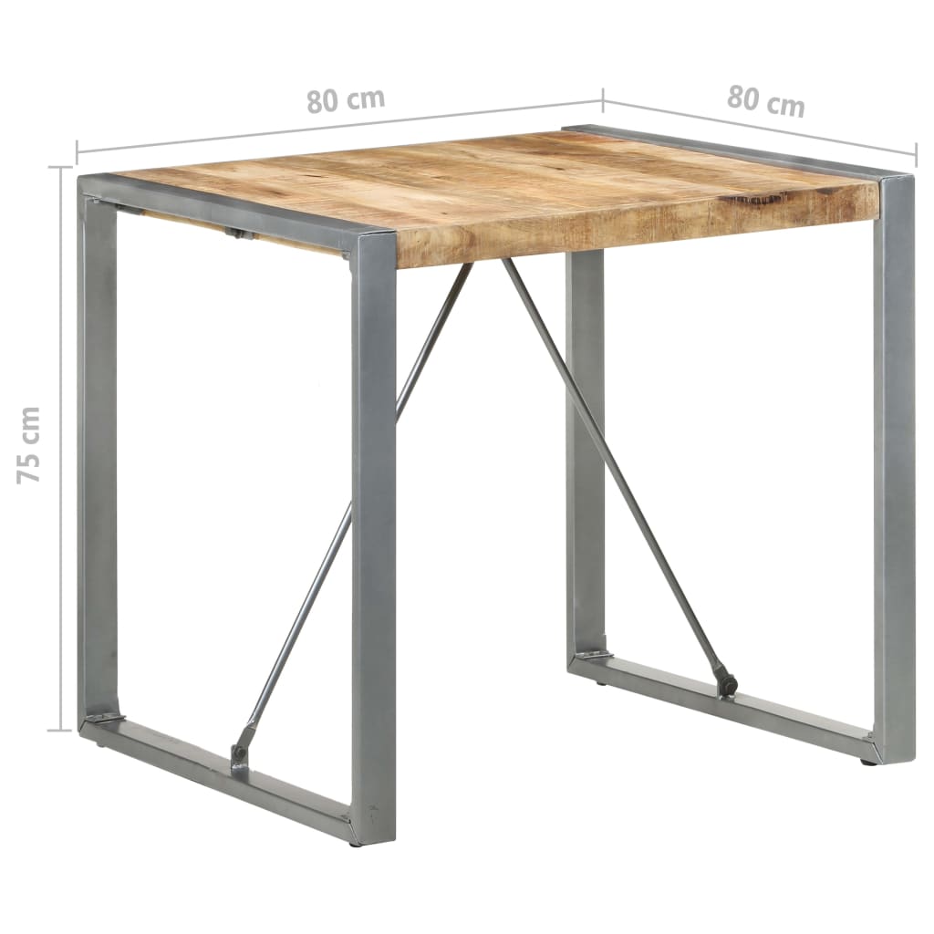 Table à manger 80x80x75 cm bois de manguier brut