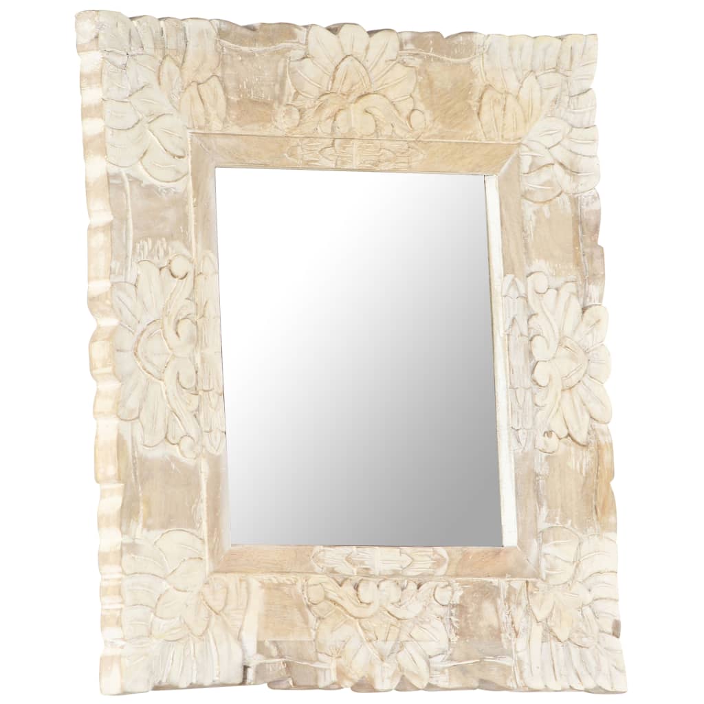 Miroir Blanc 50x50 cm Bois de manguier massif