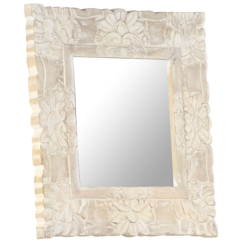 Miroir Blanc 50x50 cm Bois de manguier massif