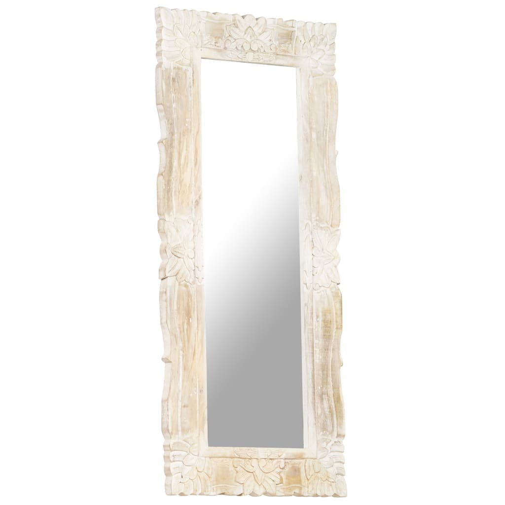 Miroir Blanc 110x50 cm Bois de manguier massif