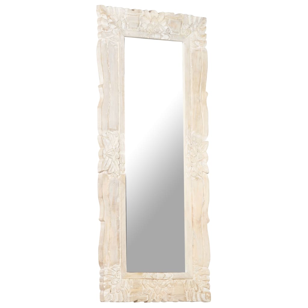 Miroir Blanc 110x50 cm Bois de manguier massif