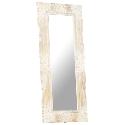 Miroir Blanc 110x50 cm Bois de manguier massif