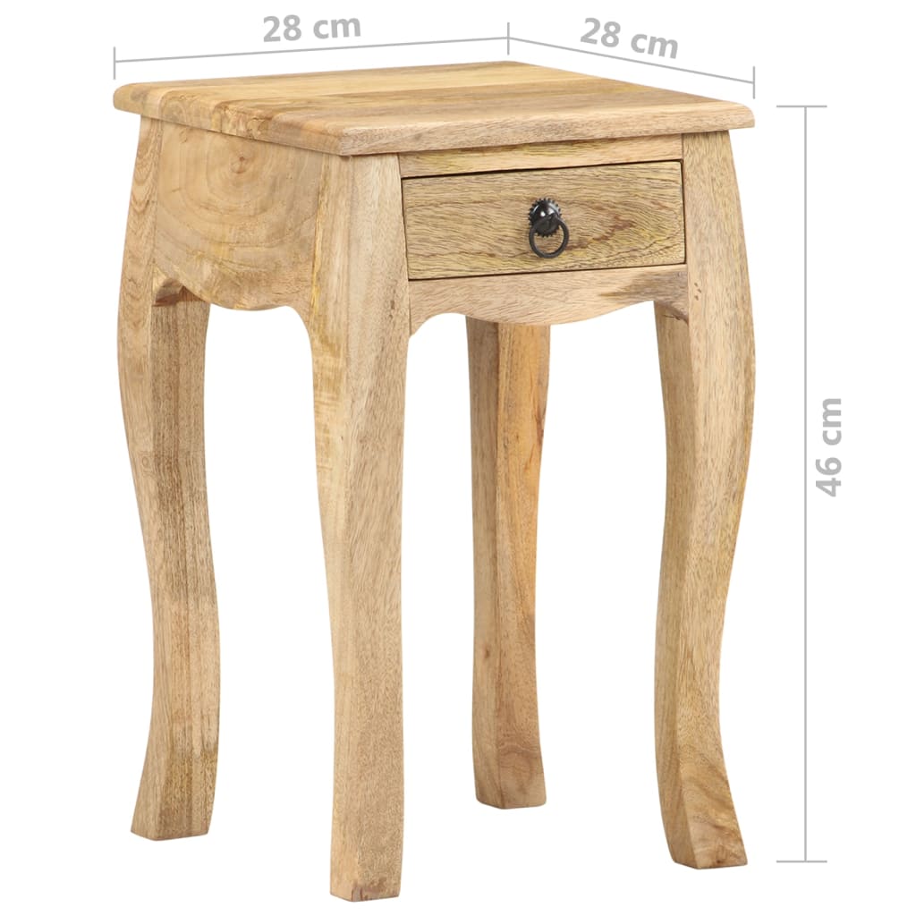 Table de chevet 28x28x46 cm Bois de manguier massif