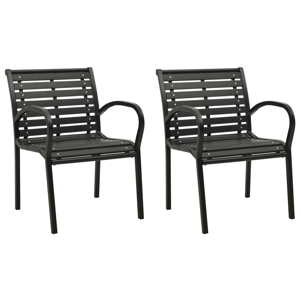 Chaises de jardin lot de 2 Acier et WPC Noir