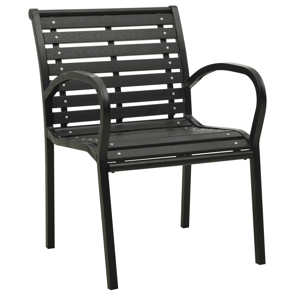 Chaises de jardin lot de 2 Acier et WPC Noir