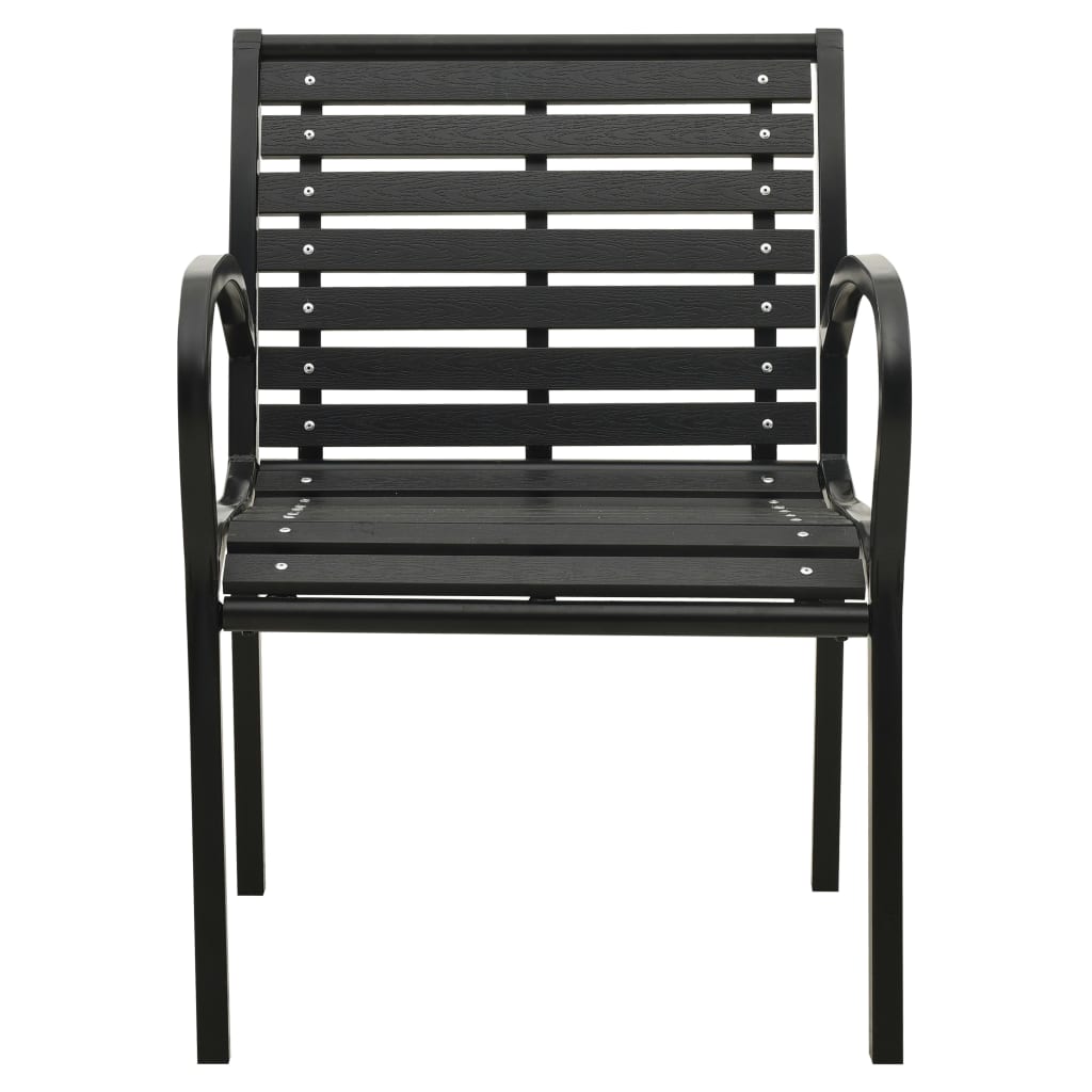 Chaises de jardin lot de 2 Acier et WPC Noir