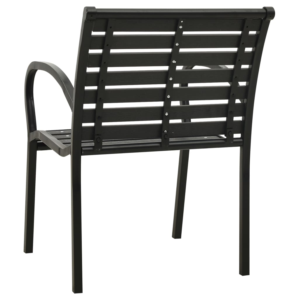 Chaises de jardin lot de 2 Acier et WPC Noir