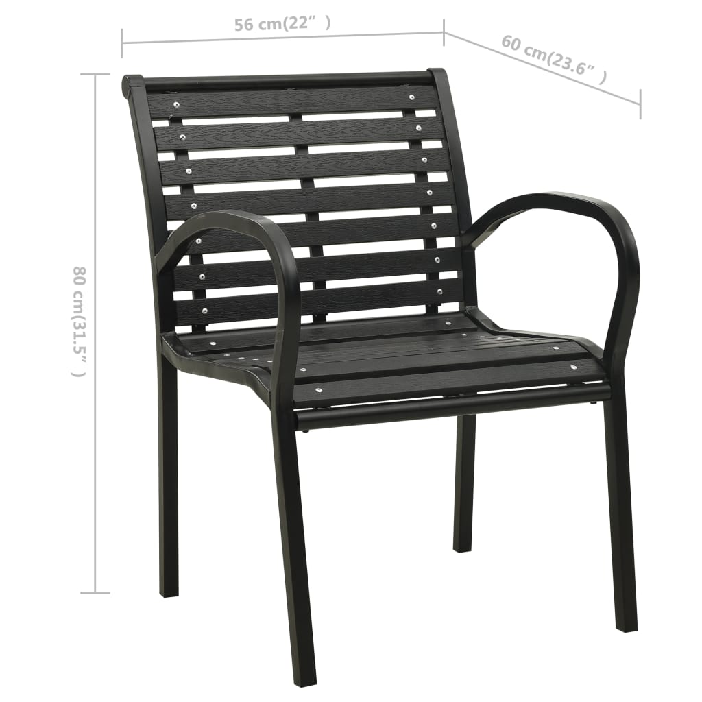 Chaises de jardin lot de 2 Acier et WPC Noir