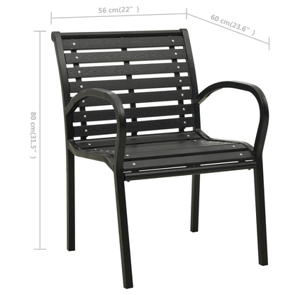 Chaises de jardin lot de 2 Acier et WPC Noir