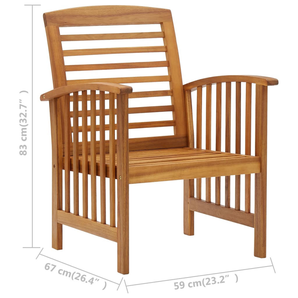 Chaises de jardin lot de 2 Bois d'acacia massif