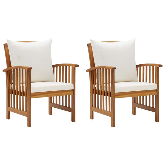 Chaises de jardin avec coussins lot de 2 Bois d'acacia massif