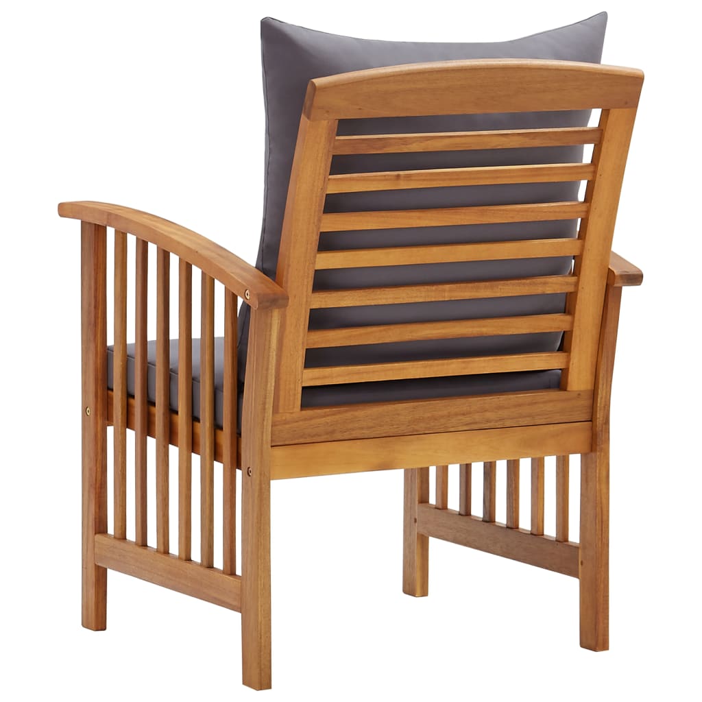 Chaises de jardin avec coussins lot de 2 Bois d'acacia massif