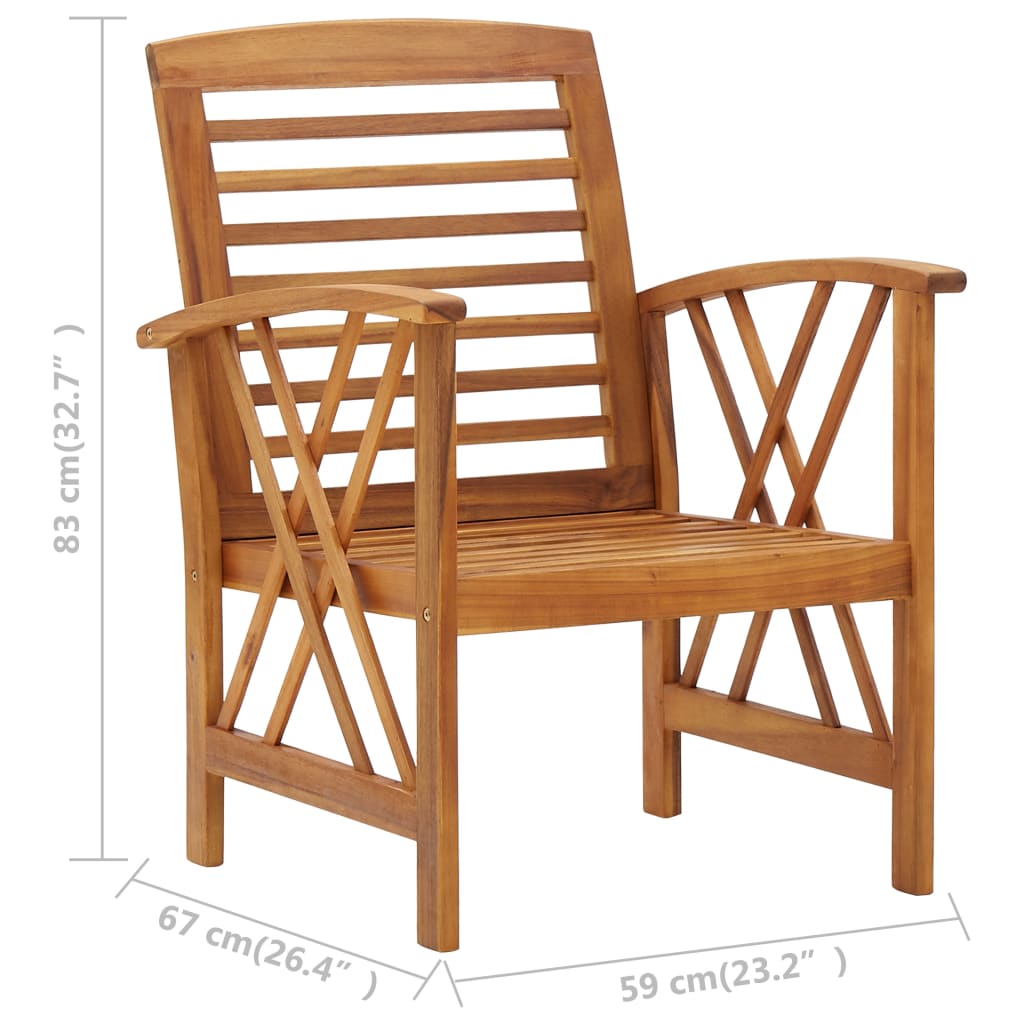 Chaises de jardin lot de 2 Bois d'acacia massif