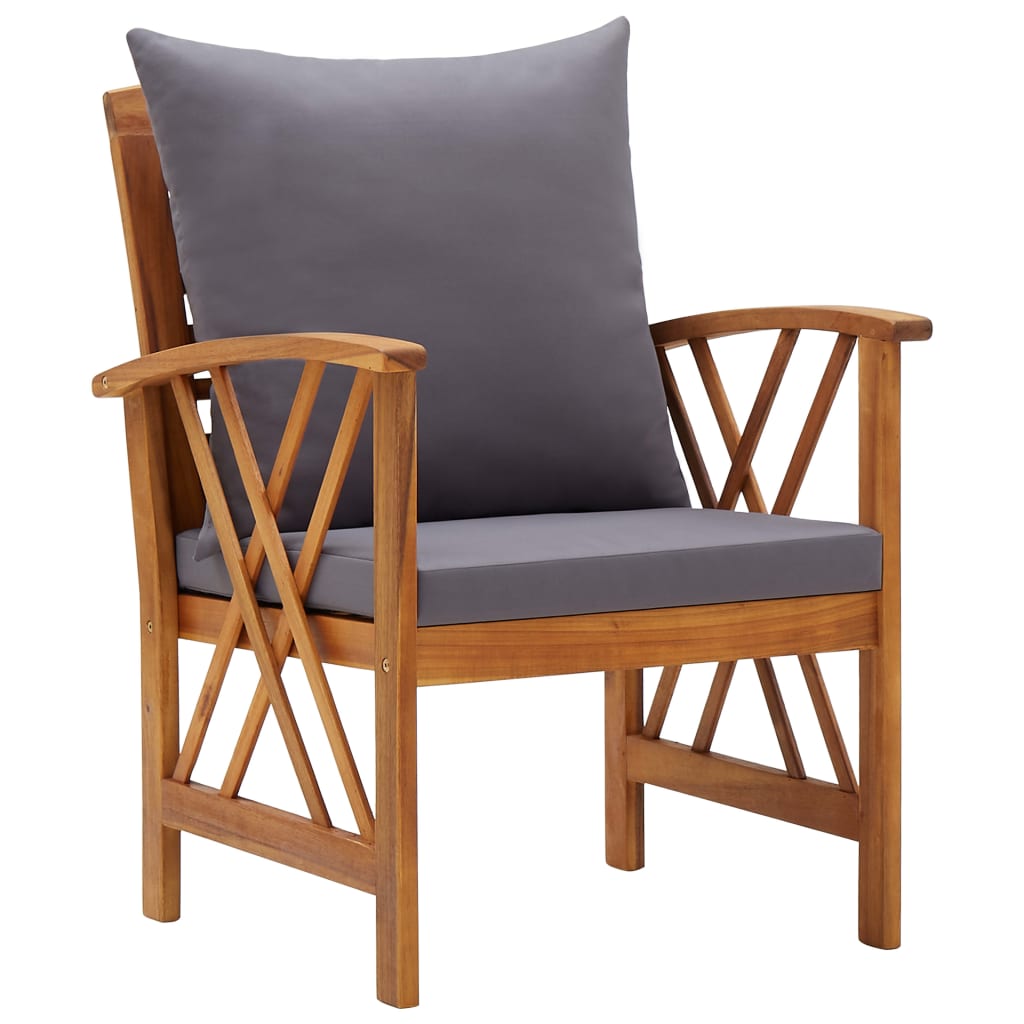 Chaises de jardin avec coussins lot de 2 Bois d'acacia massif