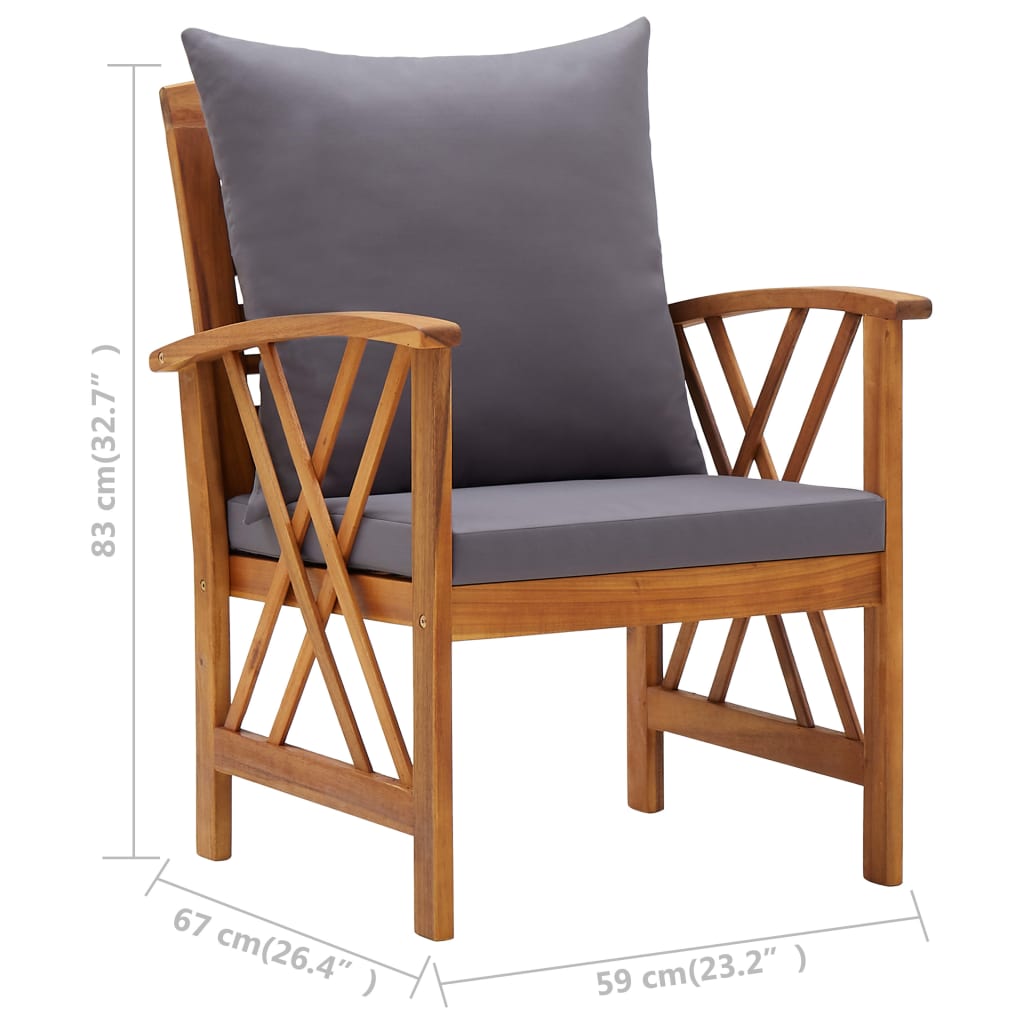 Chaises de jardin avec coussins lot de 2 Bois d'acacia massif