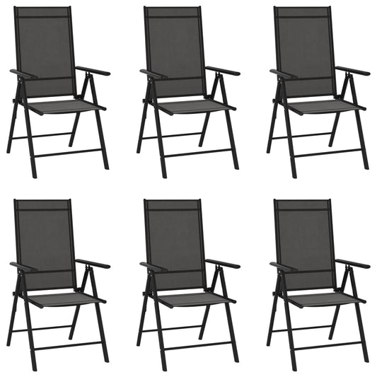 Chaises de jardin pliables lot de 6 Textilène Noir