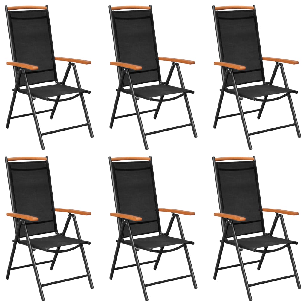 Chaises de jardin pliables lot de 6 Textilène Noir