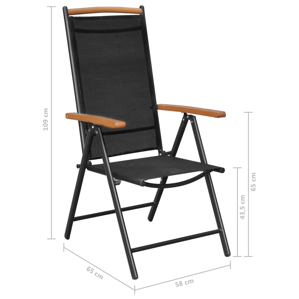 Chaises de jardin pliables lot de 6 Textilène Noir