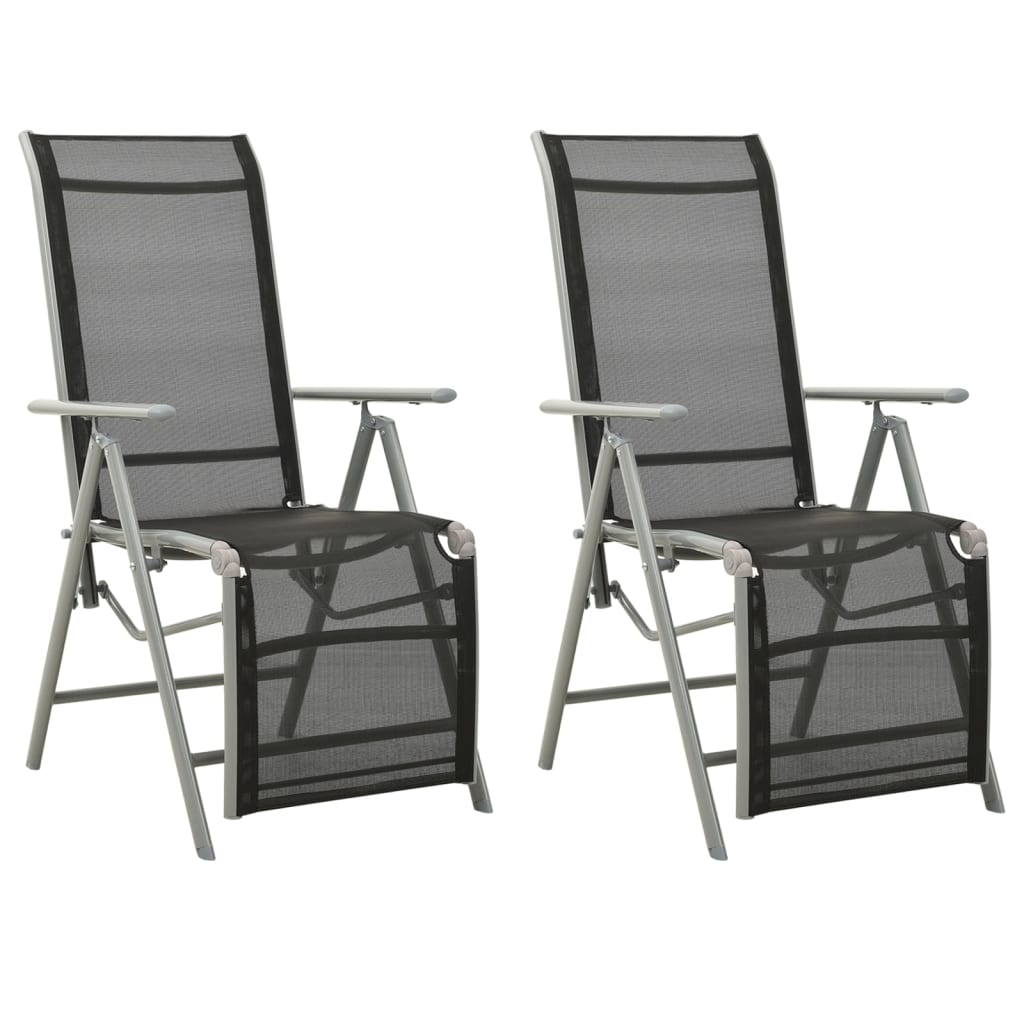 Chaises de jardin lot de 2 Textilène et aluminium Argenté