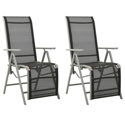 Chaises de jardin lot de 2 Textilène et aluminium Argenté