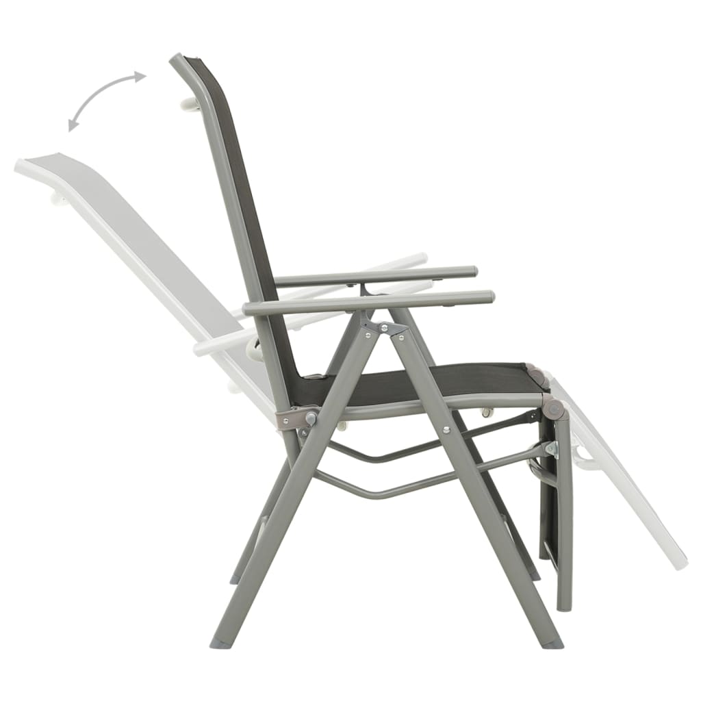 Chaises de jardin lot de 2 Textilène et aluminium Argenté