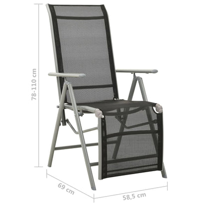 Chaises de jardin lot de 2 Textilène et aluminium Argenté