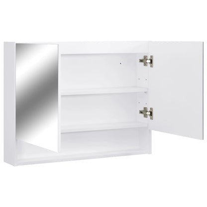 Armoire à miroir de salle de bain LED Blanc 80x15x60 cm MDF