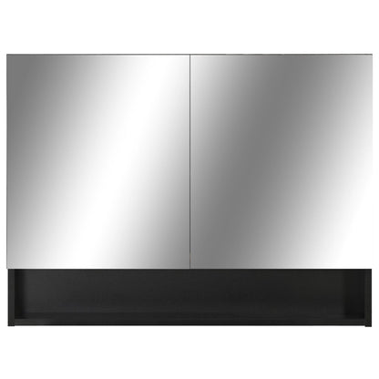 Armoire à miroir de salle de bain LED Noir 80x15x60 cm MDF